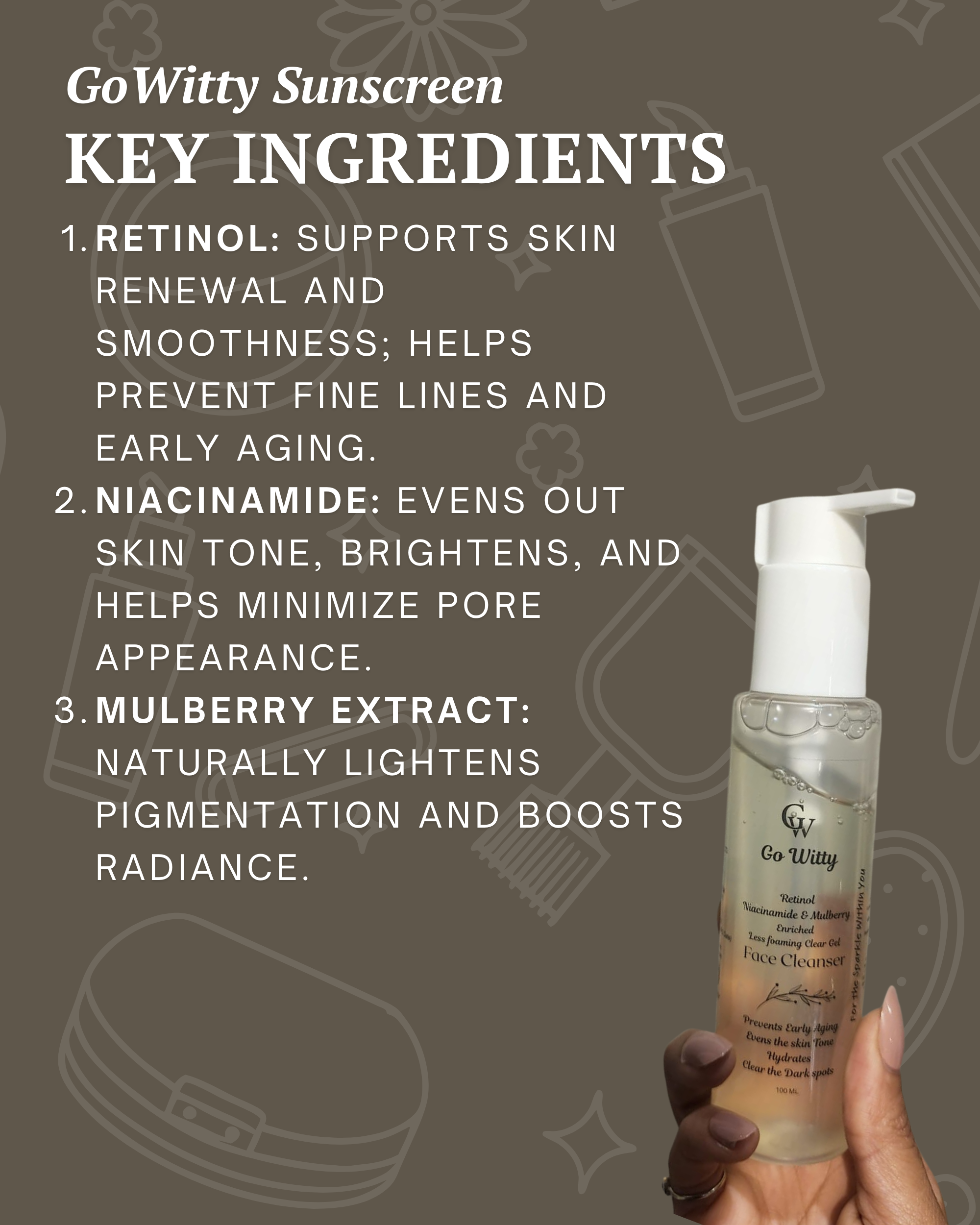 GoWitty Daily Essentials Trio: Cleanser, Toner & Sunscreen Combo