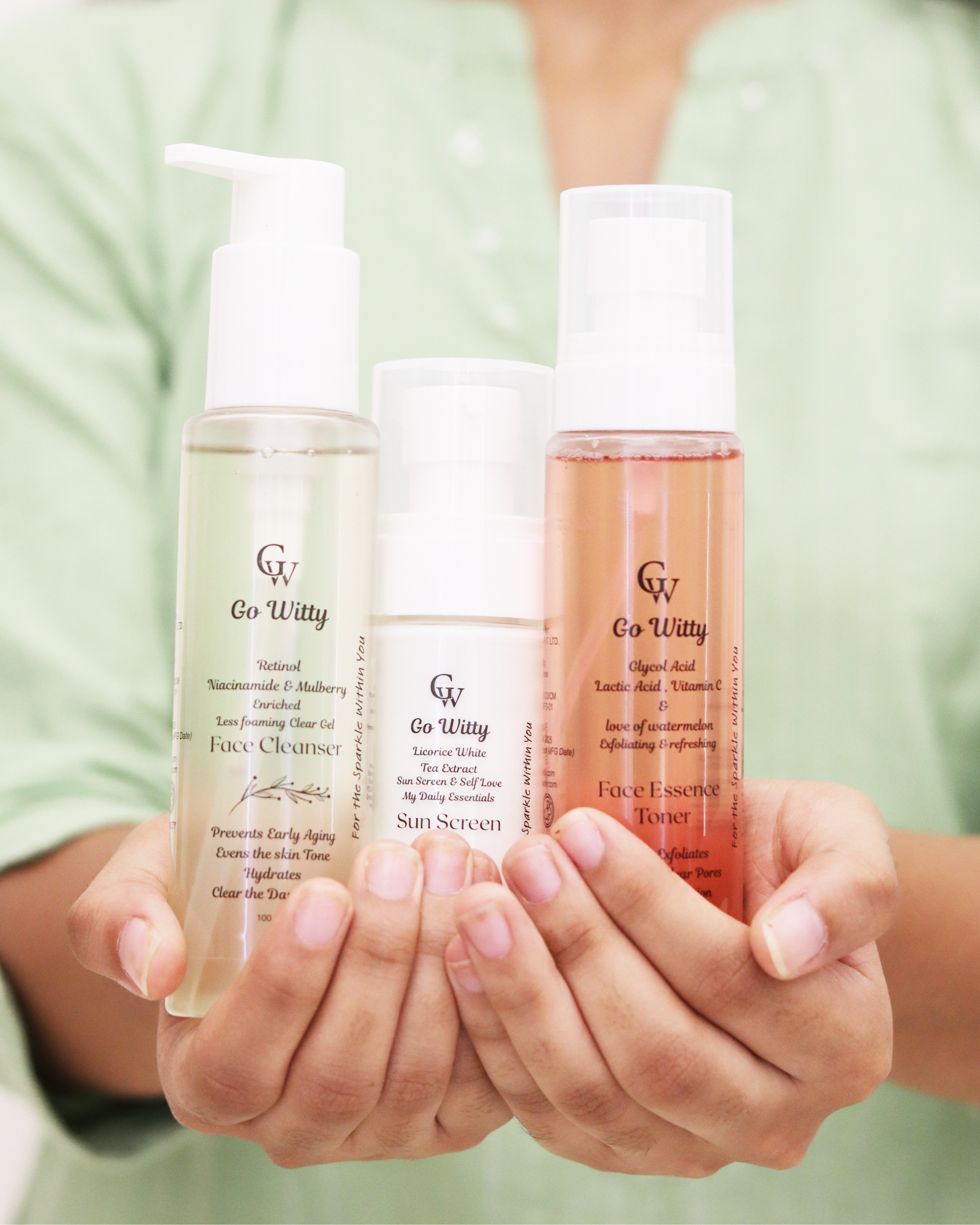 GoWitty Daily Essentials Trio: Cleanser, Toner & Sunscreen Combo