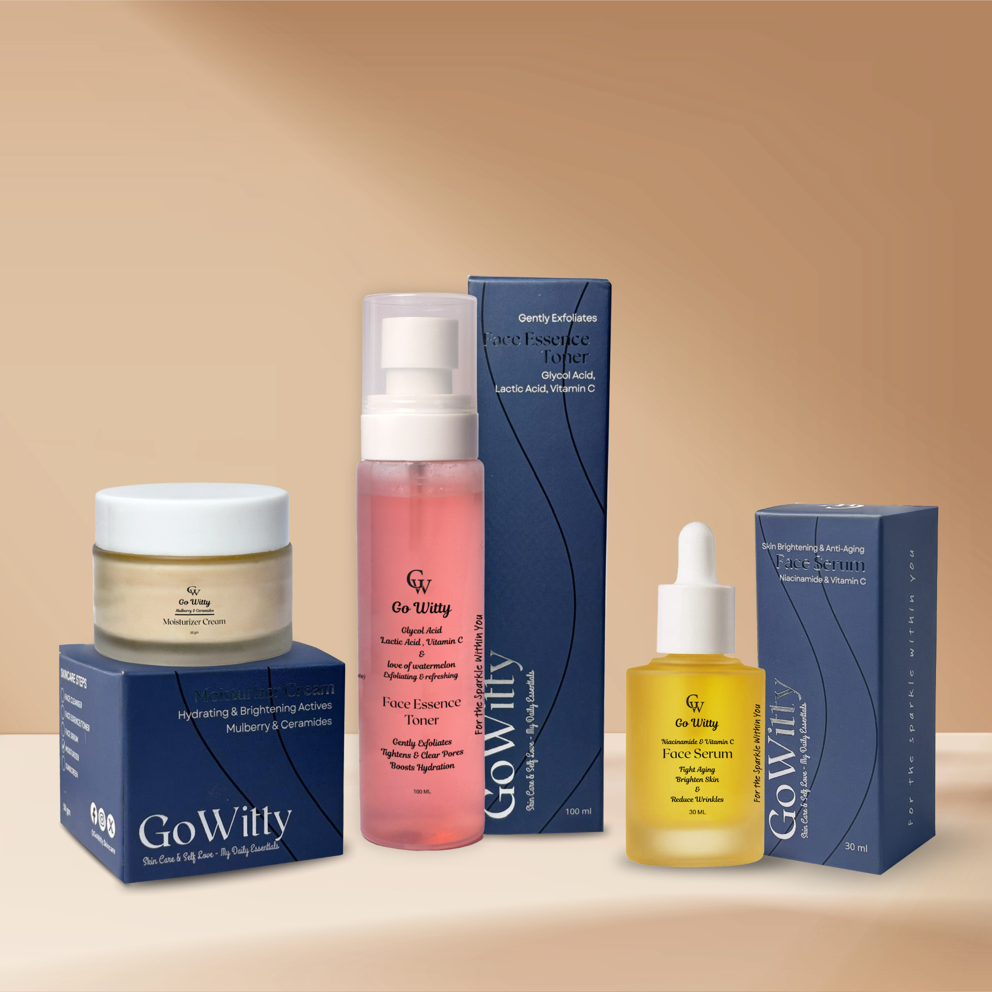 Gowitty Bright & Hydrate Combo (Vitamin C Serum + Moisturizer +Toner)