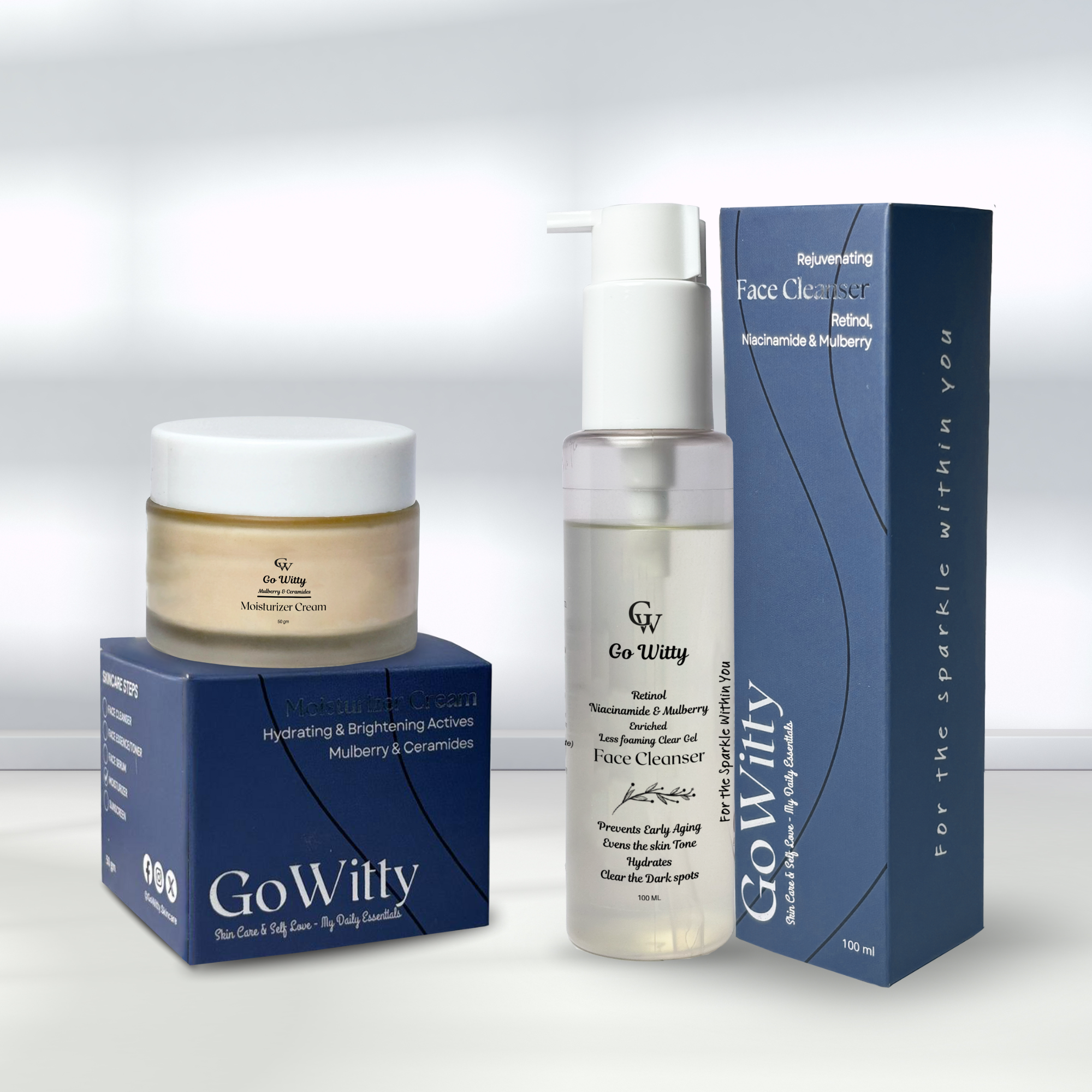 GoWitty Retinol Face Cleanser and Ceramides enriched Moisturizer (Combo)