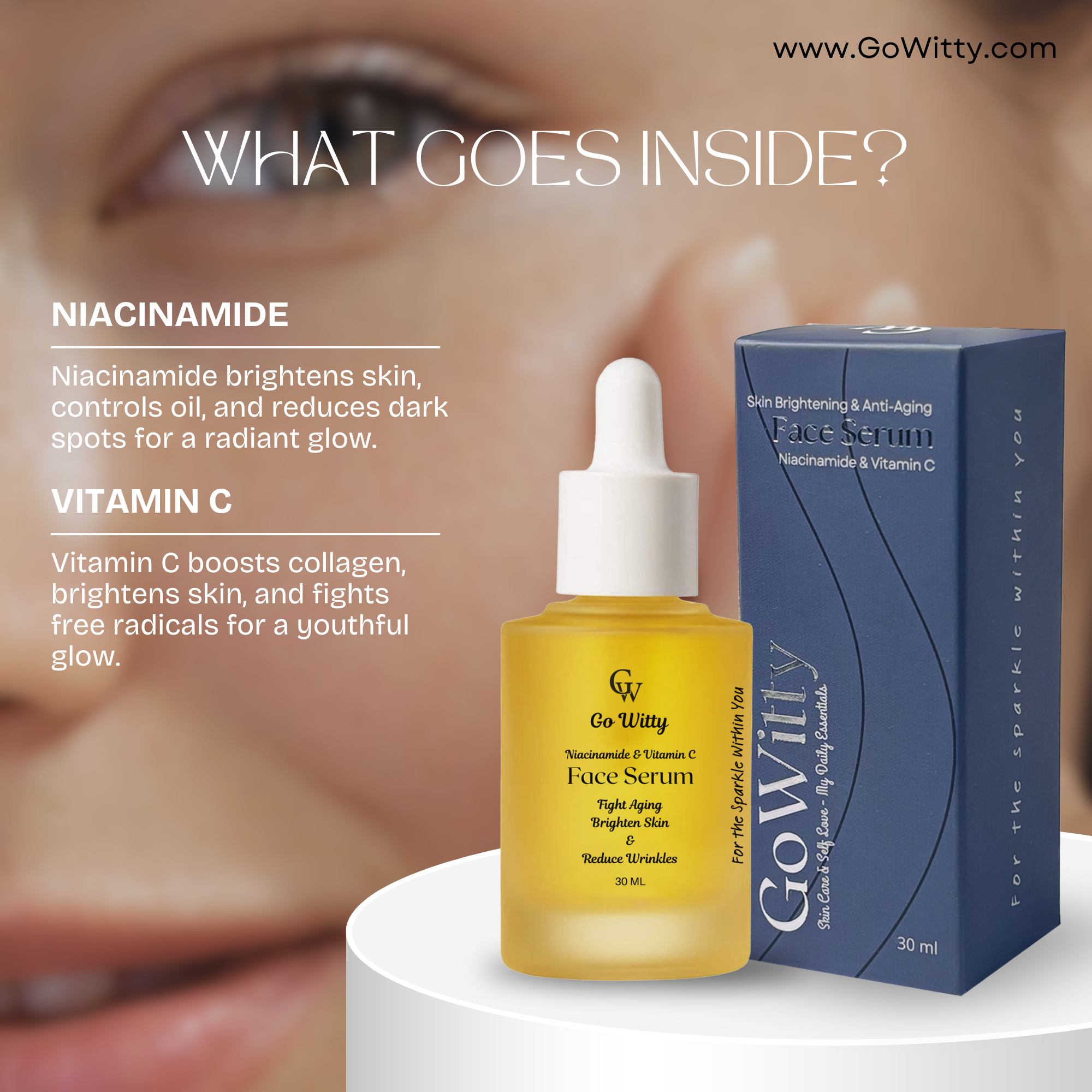 Gowitty Face Serum Niacinamide & Vitamin C | Brightening & Anti-Aging | 30ml
